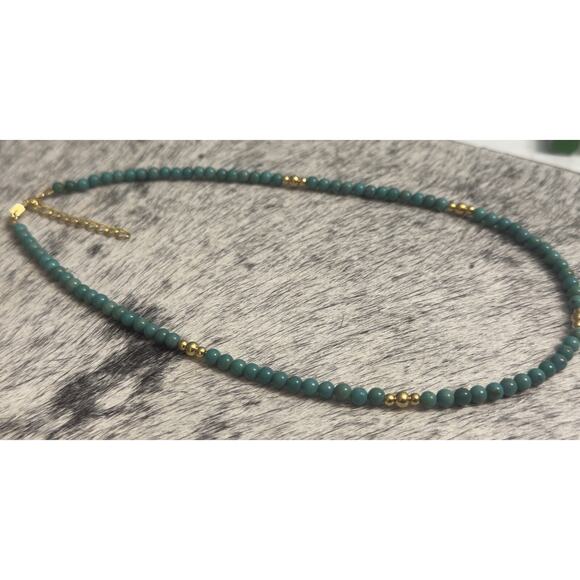 Native Sterling 925 Gold Beaded Navajo Pearl Turquoise Round Necklace 16”-18” - Picture 5 of 11
